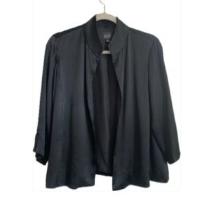 Eileen Fisher Open Front Silk Blazer Jacket Black XS